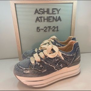 Donna Hogan Maxi Cassetta H449 Blue Denim Shoes